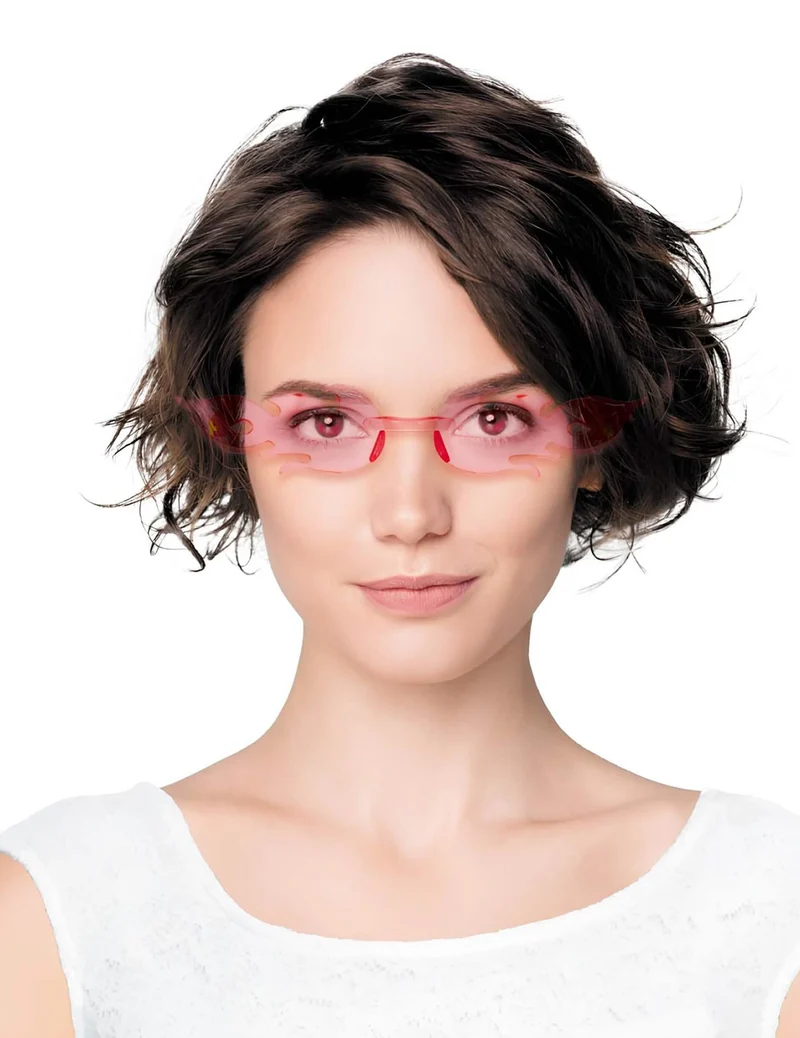 Flammenbrille in Rosa für Erwachsene