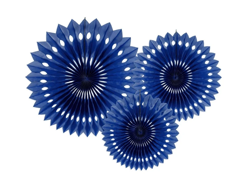 Dunkelblaue Papierfächer 20cm 3Stück