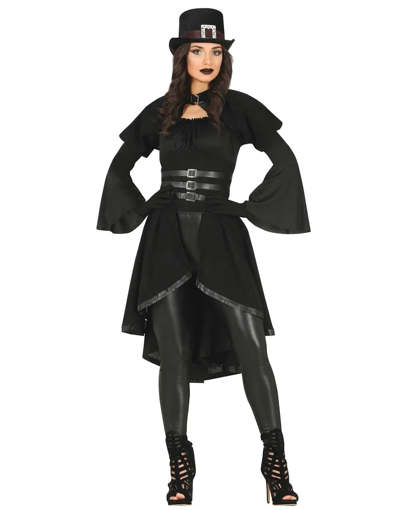 Schwarzes Gothic Kostüm für Damen