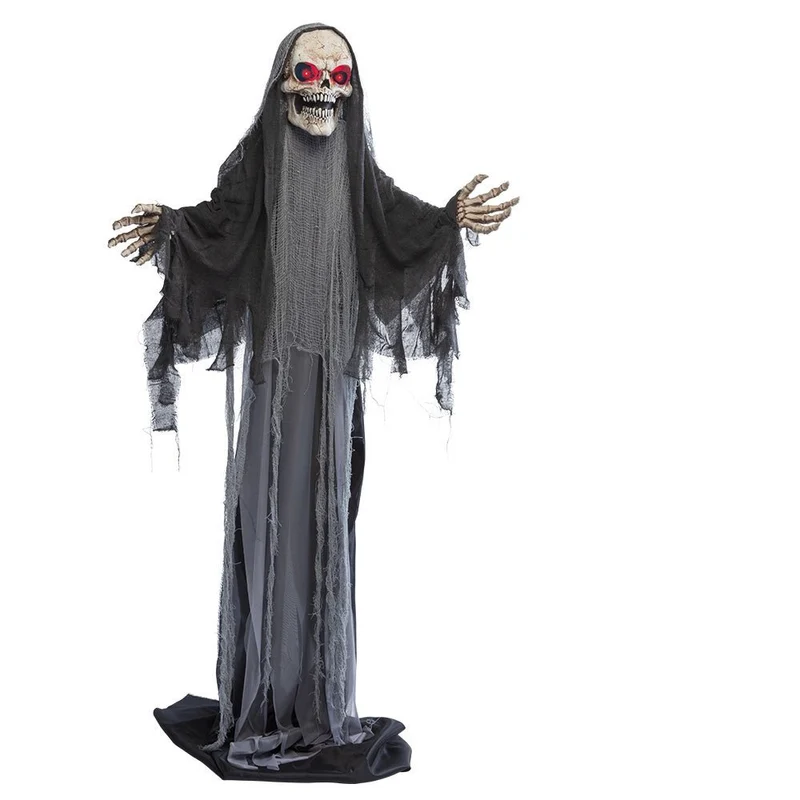 Halloween Puppe Grauer Sensenmann 1,8m