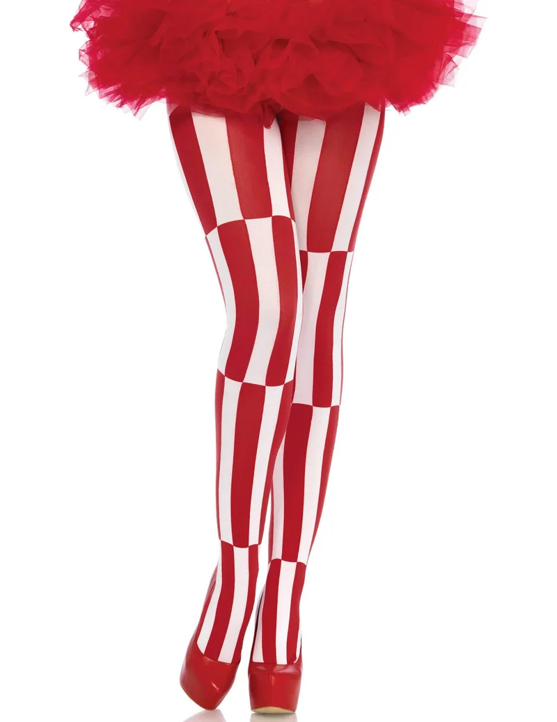 Rote Spandex-Strumpfhose mit optischer Täuschung für Damen