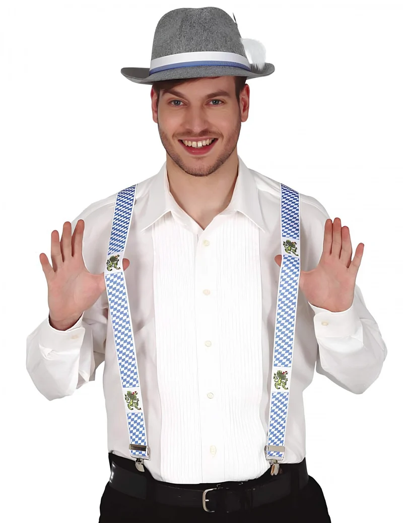 Bayerische Hosenträger blau-weiß kariert
