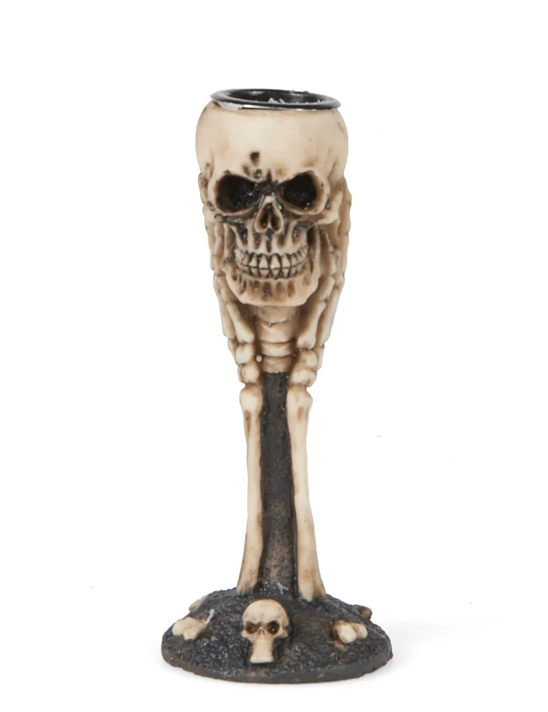 Kerzenhalter 12,5 cm aus Knochen und Schädeln