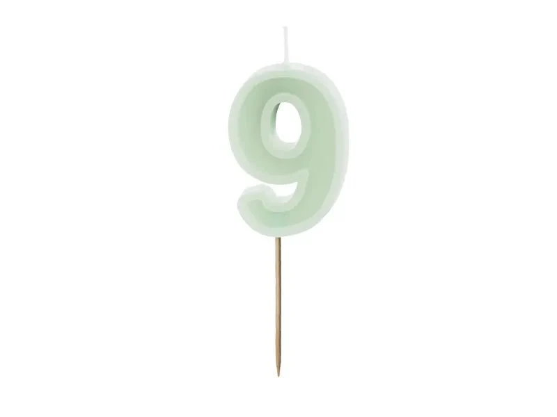 9 Jahre Kerze Mintgrün 10cm