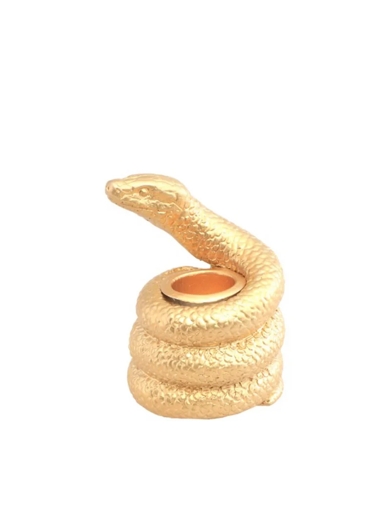 Goldfarbener Kerzenhalter mit Schlangenmotiv - 7,5 cm