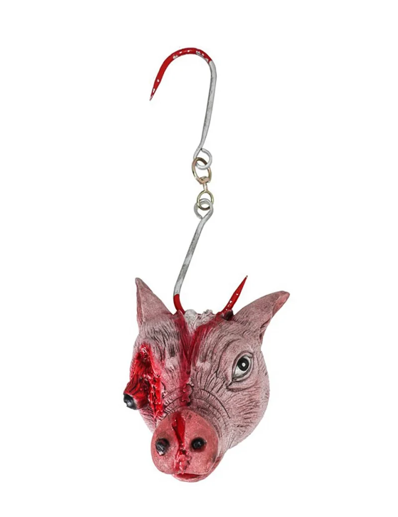 Hängende Dekoration mit blutverschmierter Schweinskopf, 50 cm