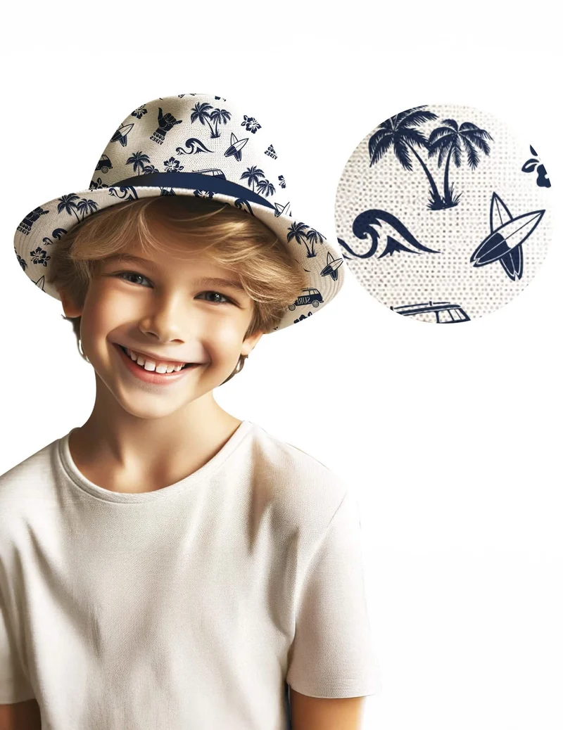 Sommerhut für Kinder mit Surf-Motiv