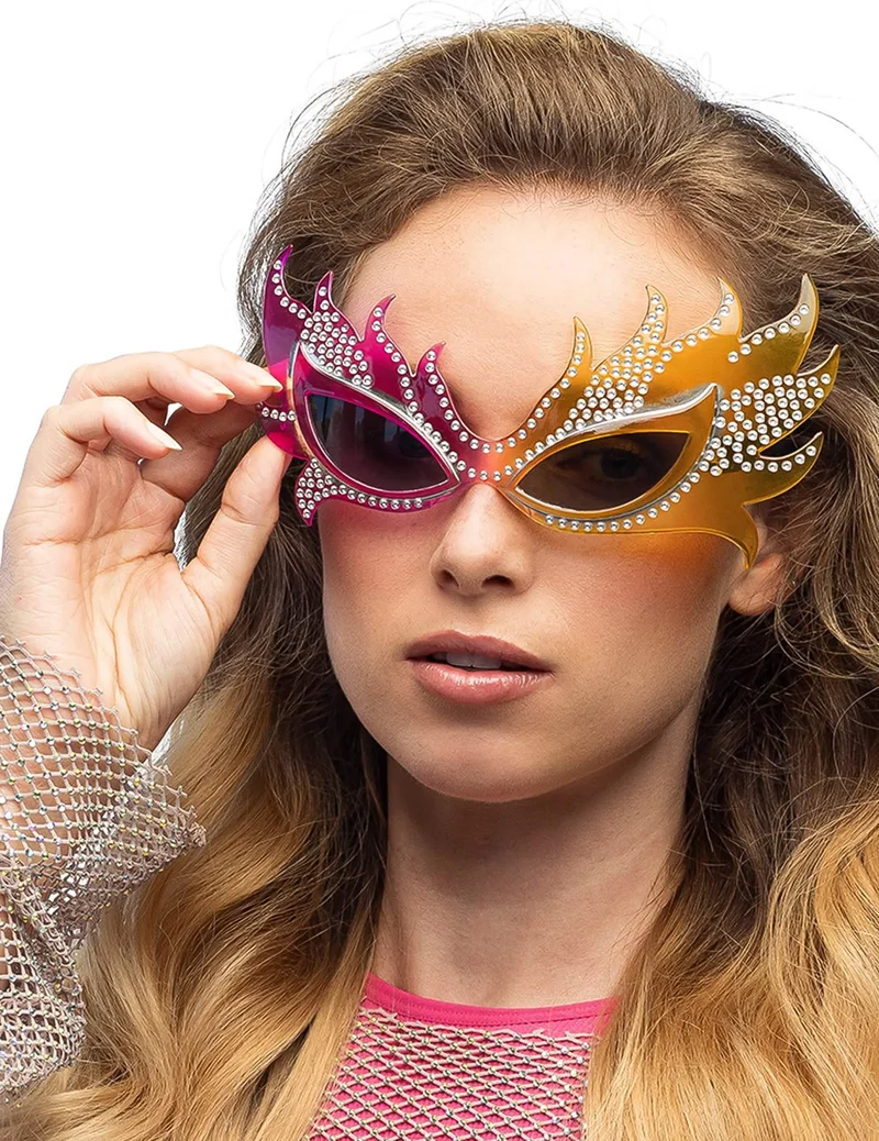 Flammen-Brille mit Strass für Erwachsene