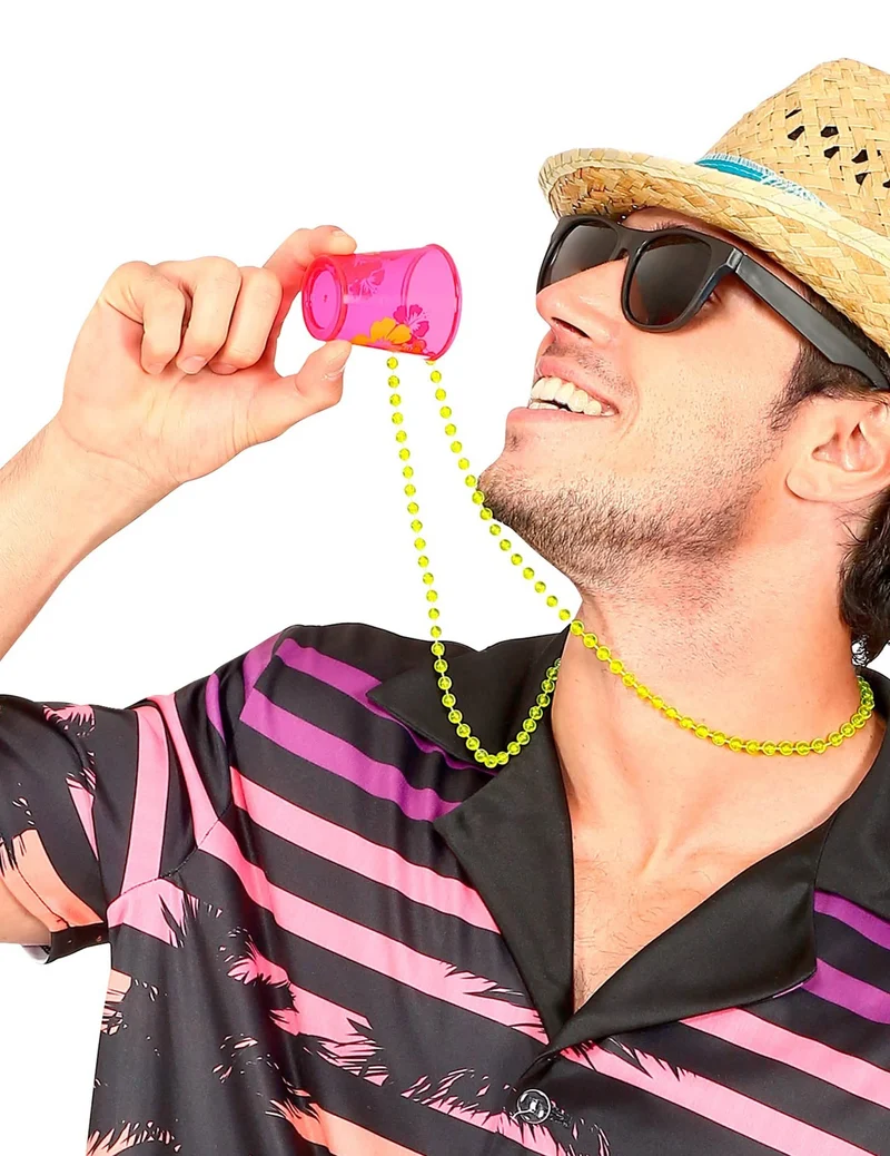 Perlenkette mit Hawaii Schnapsglas pink