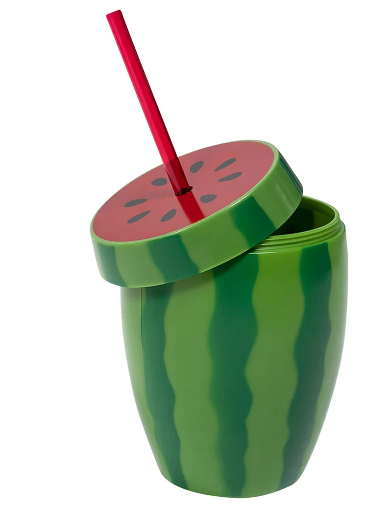Wassermelonen-Becher mit Strohhalm
