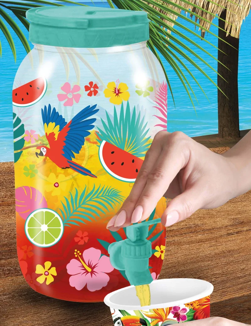 Getränkespender mit exotischen Motiven 4L
