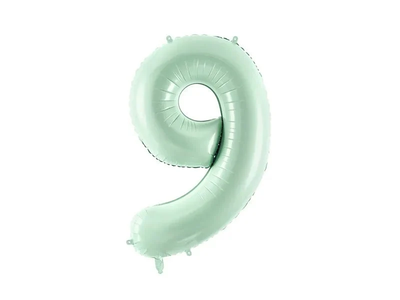 9 Jahre Figur Ballon Mintgrün Leer 72cm