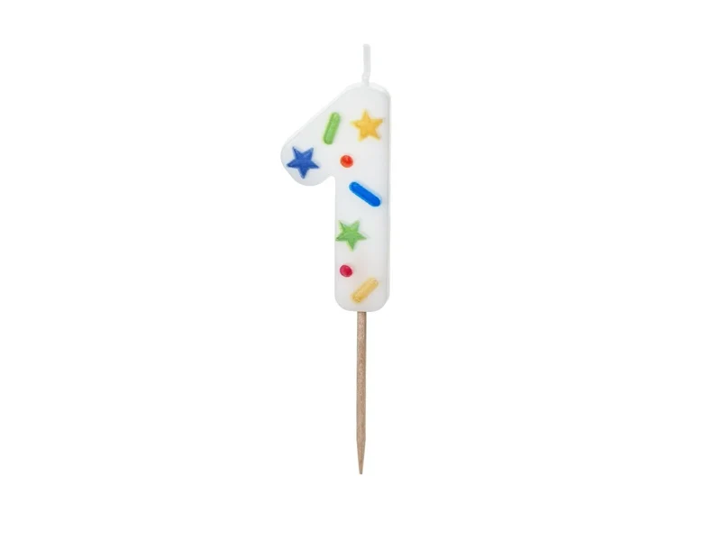 1 Jahr Kerze Farbig 10cm