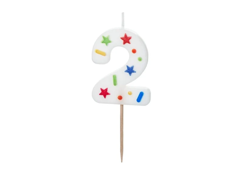2 Jahre Kerze Farbig 10cm