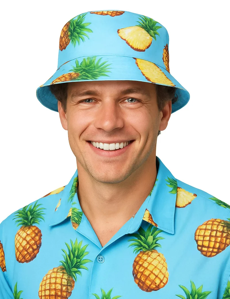 Hawaiianischer Fischerhut mit Ananas-Print für Erwachsene