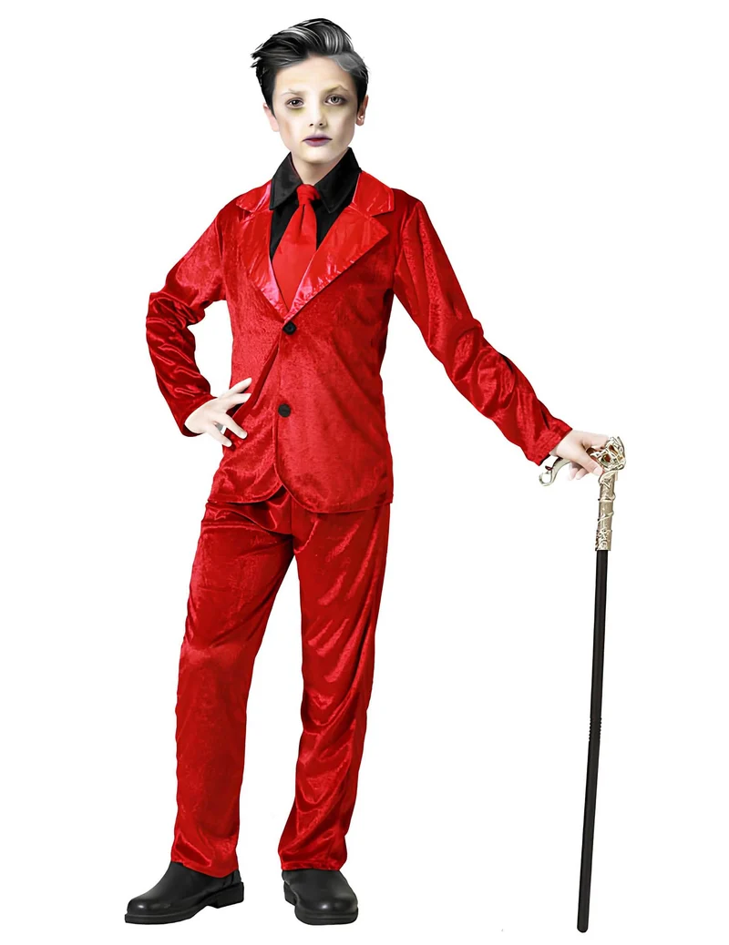 Elegantes rotes Vampir Kostüm für Kinder schwarz rot