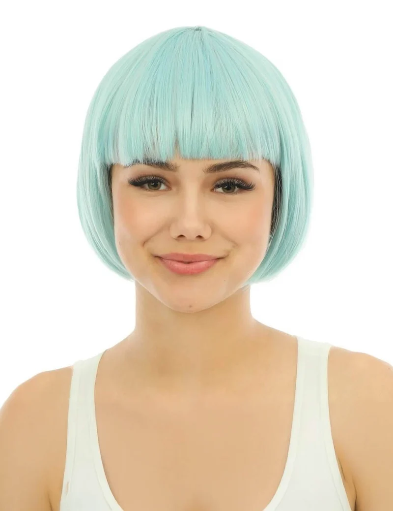 Kurzhaarperücke pastelblau Deluxe Erwachsene