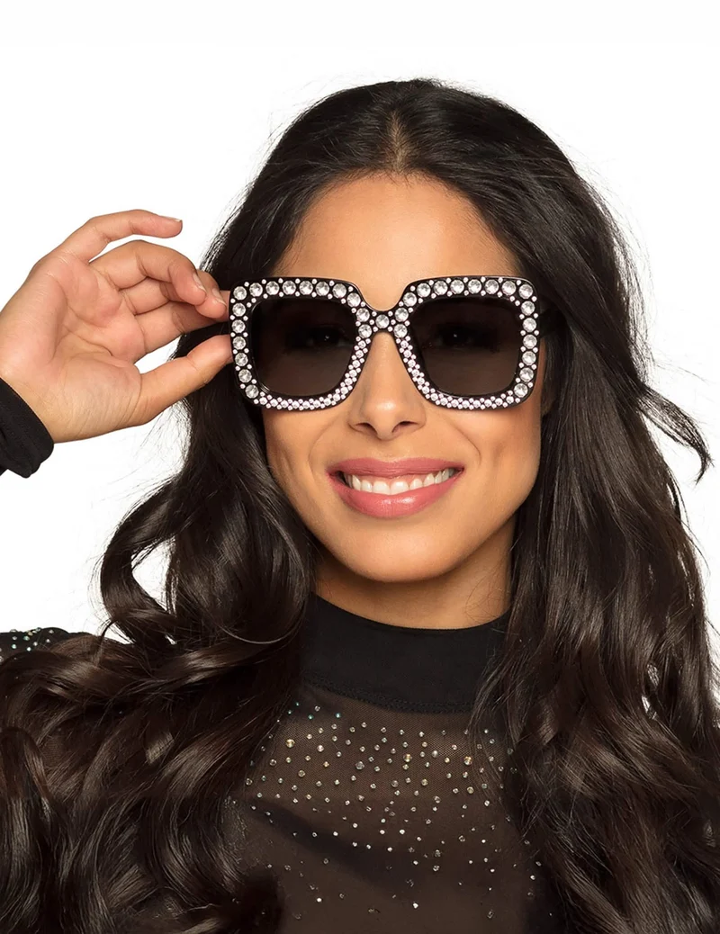 Schwarze Strass-Brille für Erwachsene