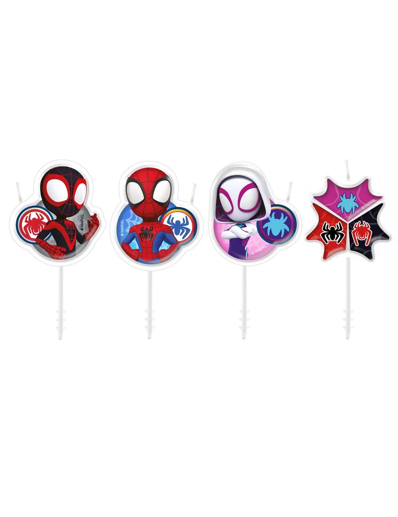 4 Spidey and Friends™ Geburtstagskerzen