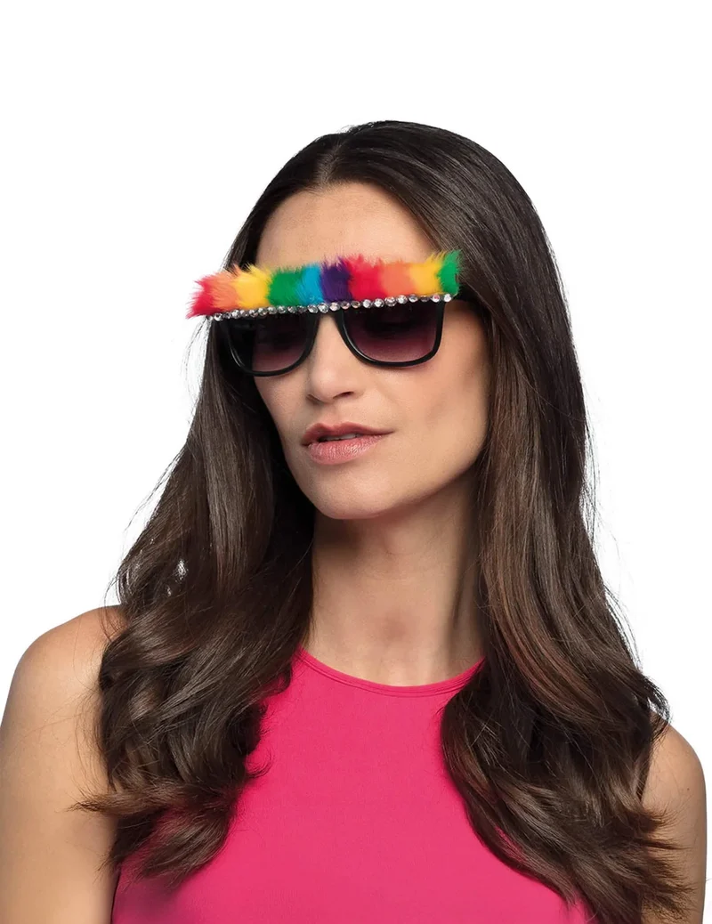 Pride-Partybrille mit Fell für Erwachsene