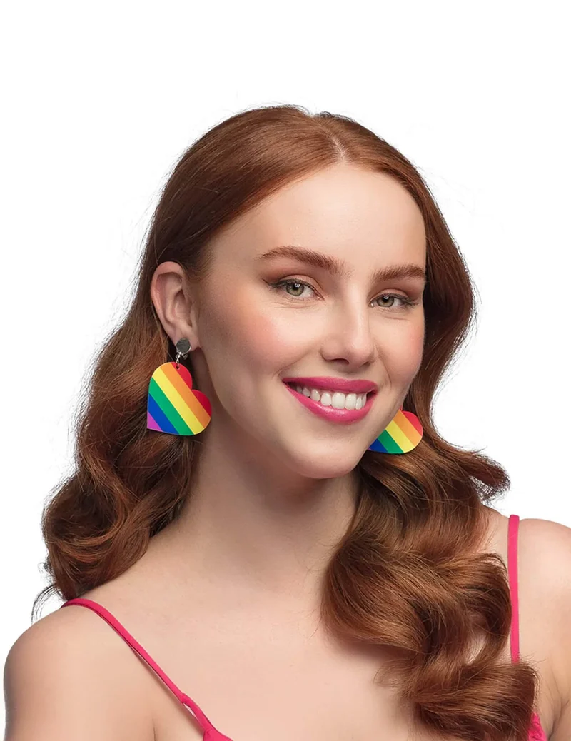 Regenbogen-Herz-Ohrringe