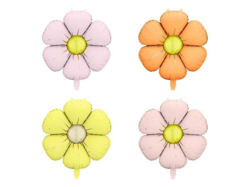 Blumen Folienballon Bunt Leer 65cm 4Stk