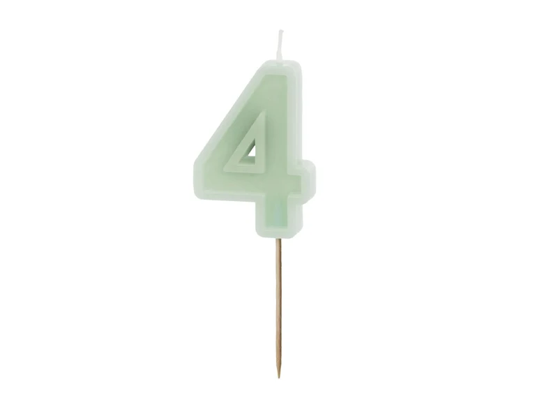 4 Jahre Kerze Mintgrün 10cm