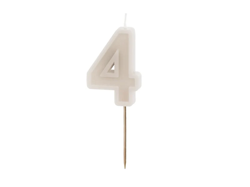 4 Jahre Kerze Beige 10cm