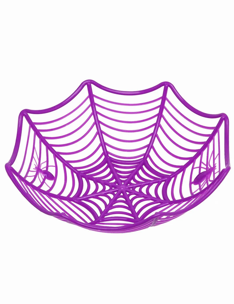 Lila Spinnennetz Salatschüssel 27 cm Deko