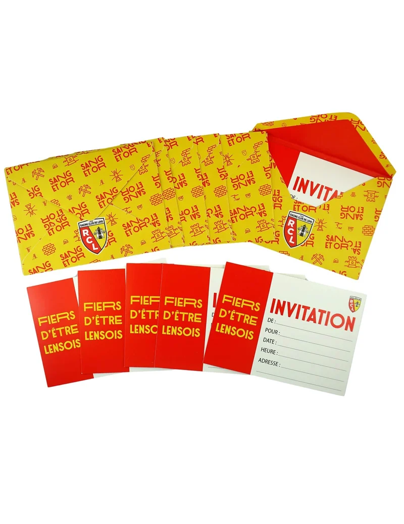 6 Einladungskarten und Umschläge RC Lens