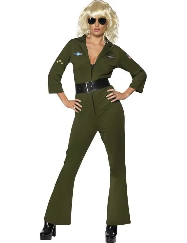 Top Gun™ Pilotinnen-Kostüm für Damen grün