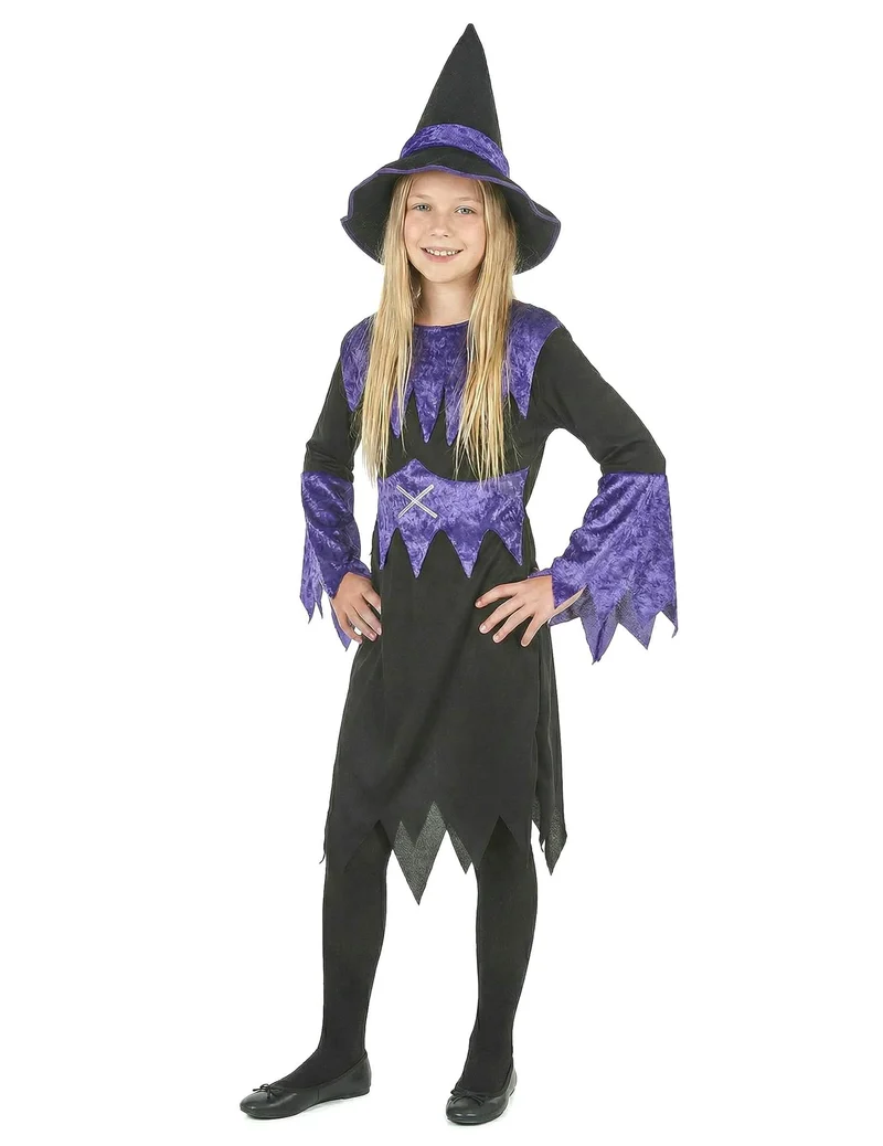 Halloween Hexen-Kostüm violett für Mädchen
