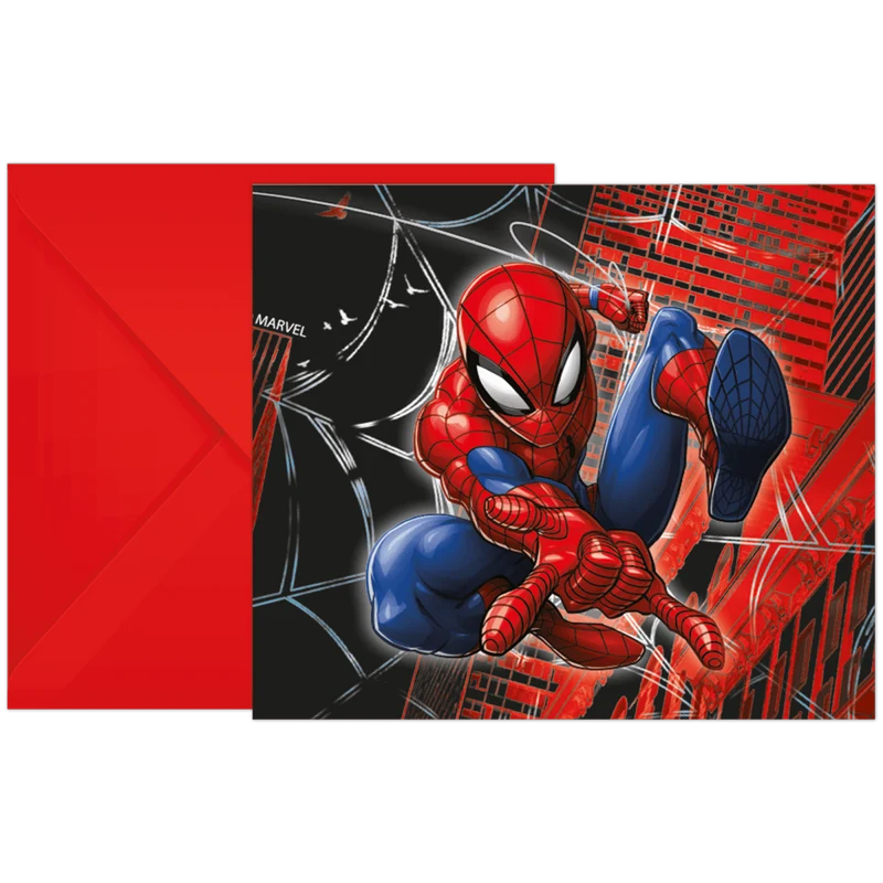 Spiderman Einladungen Papier 6pcs