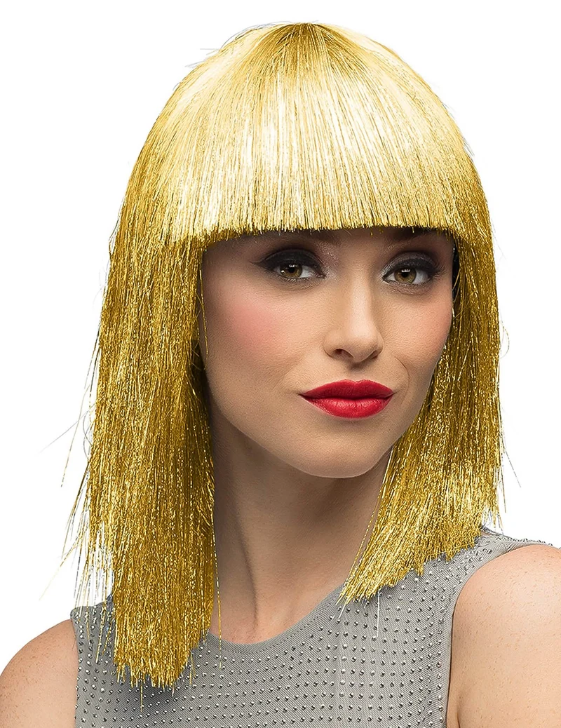 Gold Glitzer-Perücke für Damen