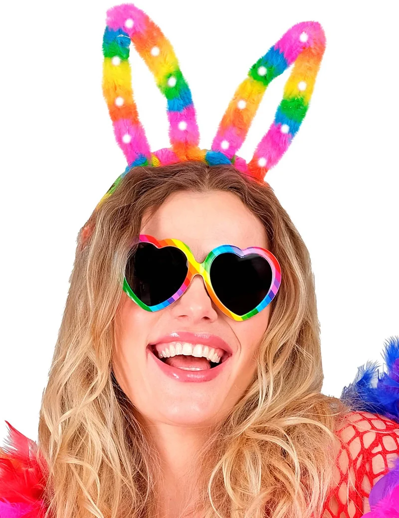 Leuchtende Regenbogen-Hasenohren