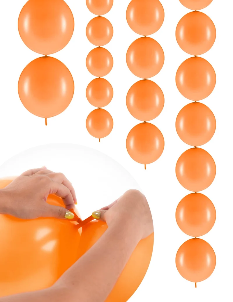 20 orange aufblasbare Luftballons zum Verbinden 28 cm