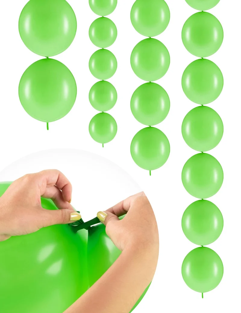 20 hellgrüne aufblasbare Luftballons zum Verbinden 28 cm