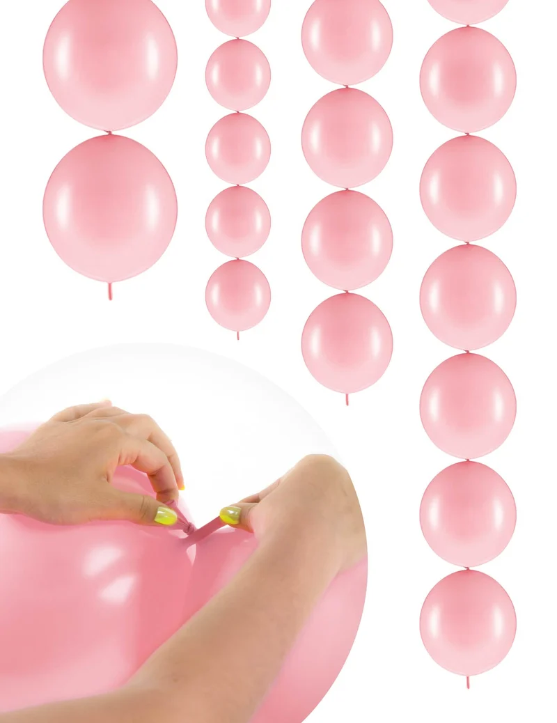 20 pastellrosa aufblasbare Luftballons zum Verbinden 28 cm