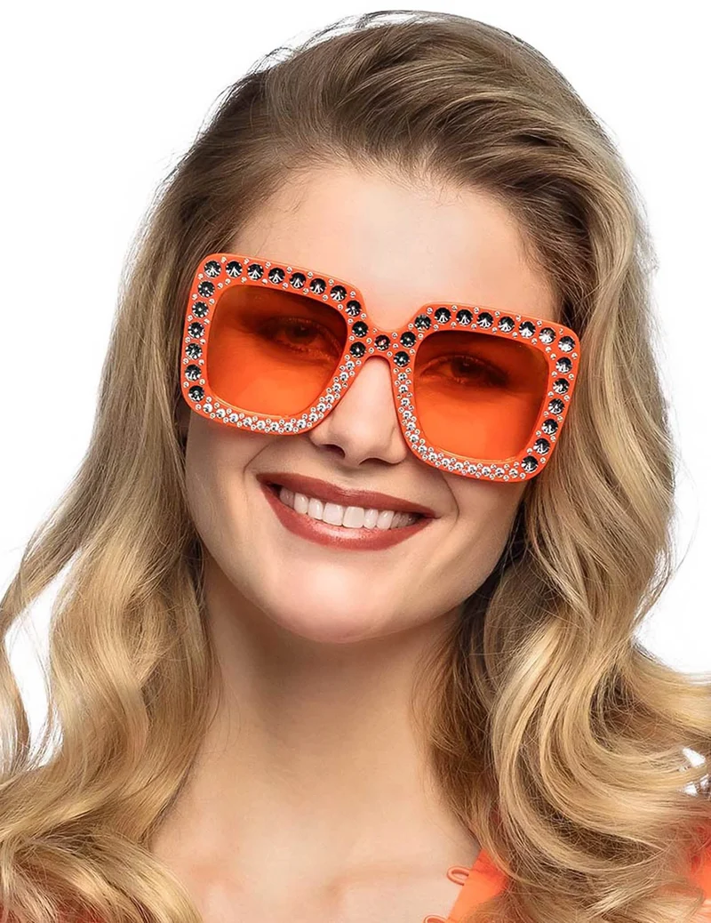 Strassbrille orange für Erwachsene