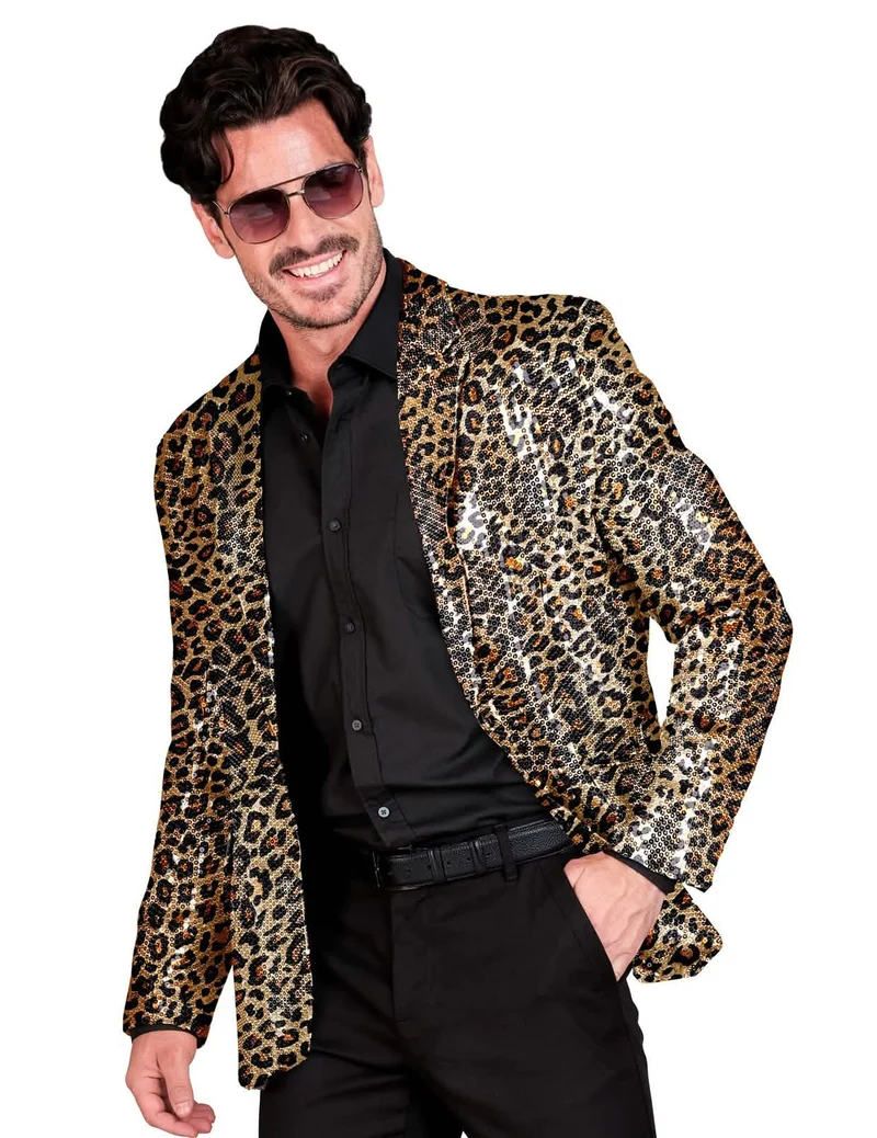 Pailletten-Anzugjacke Leoprint für Herren