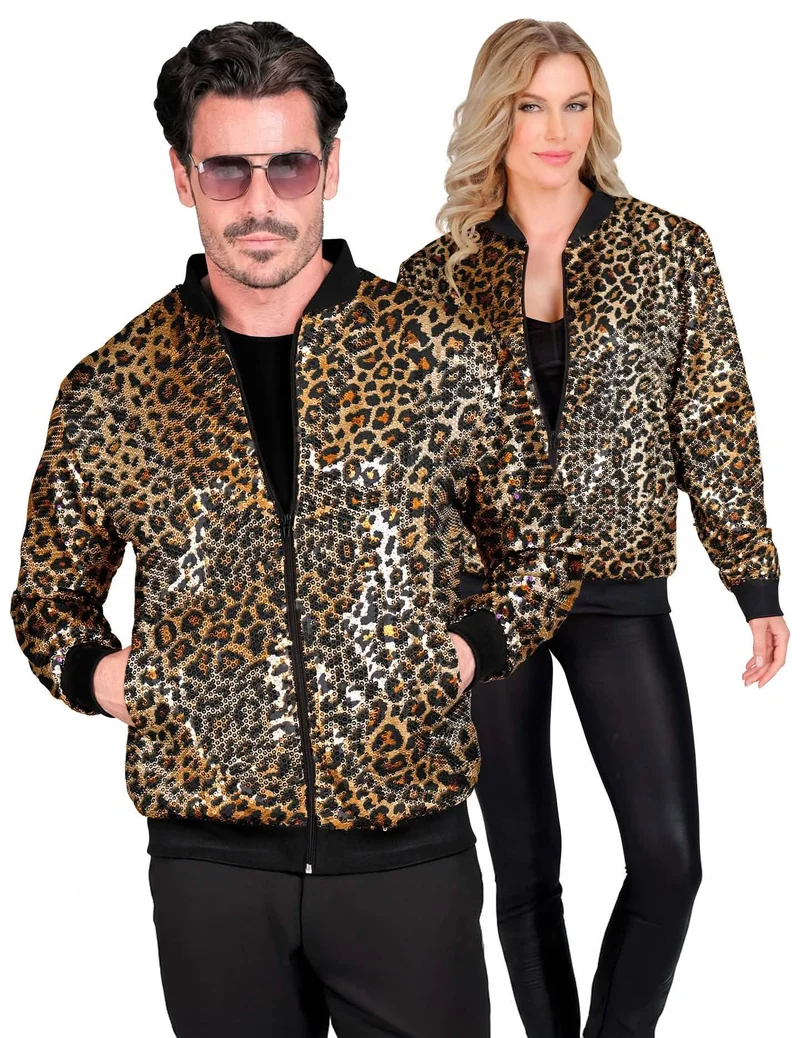 Leoparden Pailletten Bomberjacke für Erwachsene