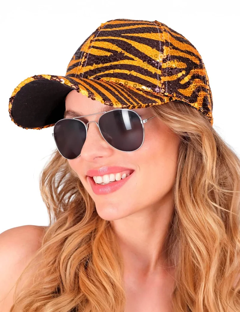 Tiger Paillettenkappe für Erwachsene braun