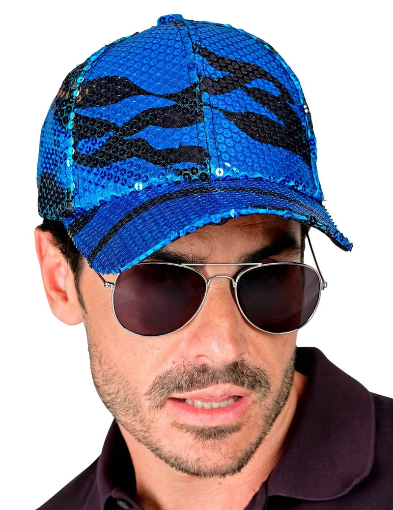 Blaue Paillettenkappe getigert für Erwachsene
