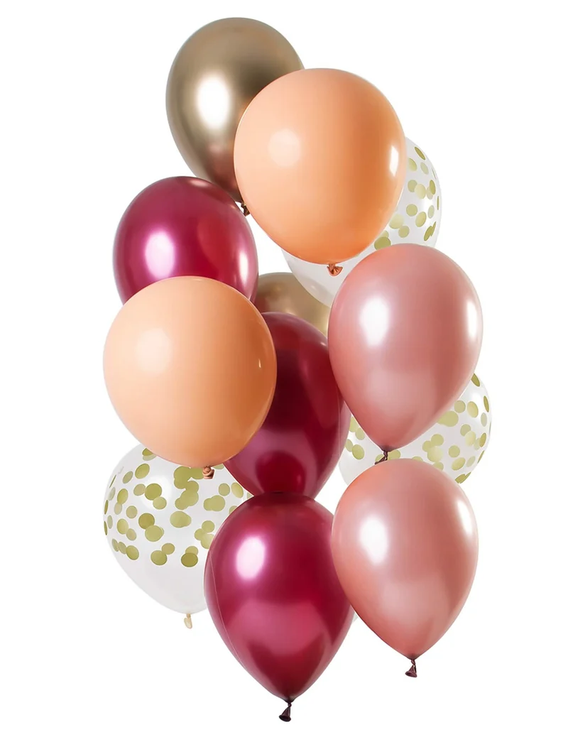12 Latexballons rubinrot-gold 33cm