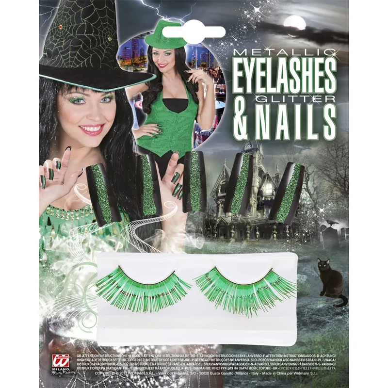 Grünes Accessoire Set Wimpern und Nägel