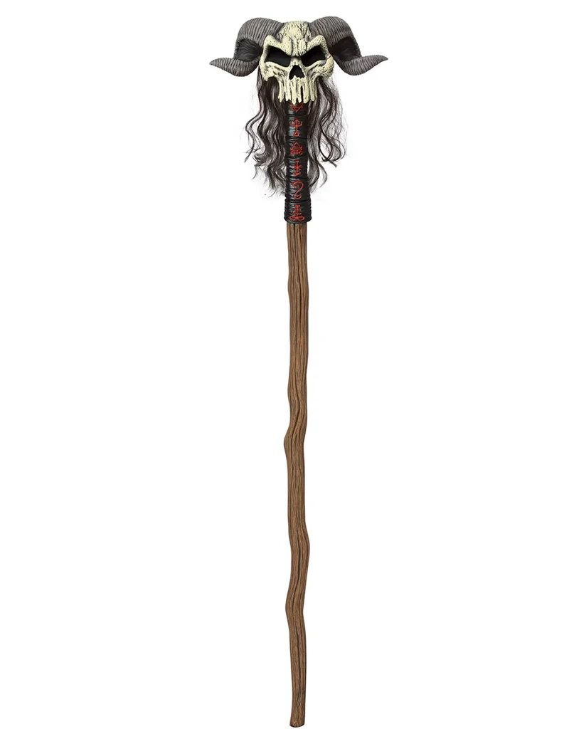 Okkulter Schmanen-Zauberstab für Erwachsene braun-weiß-grau 147 cm