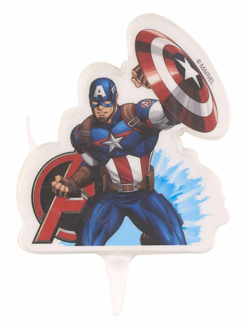 Captain America™ Kerze für Kindergeburtstage Kuchenzubehör bunt 9,5x6,5cm