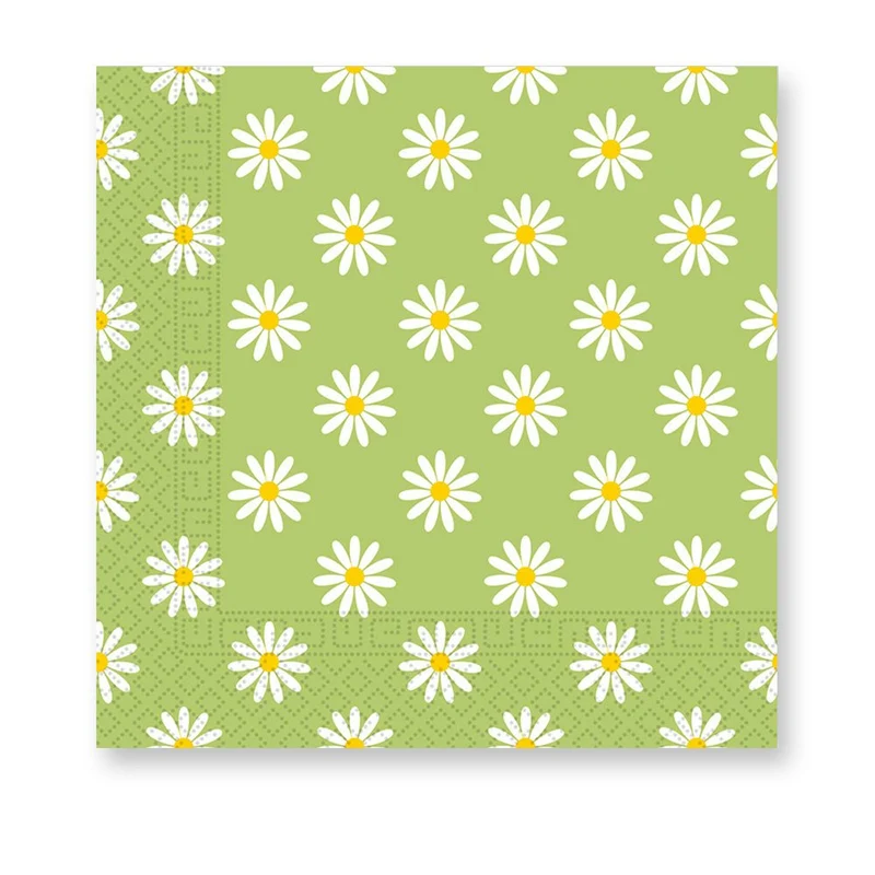 Grüne Servietten Gänseblümchen 33cm 20Stück