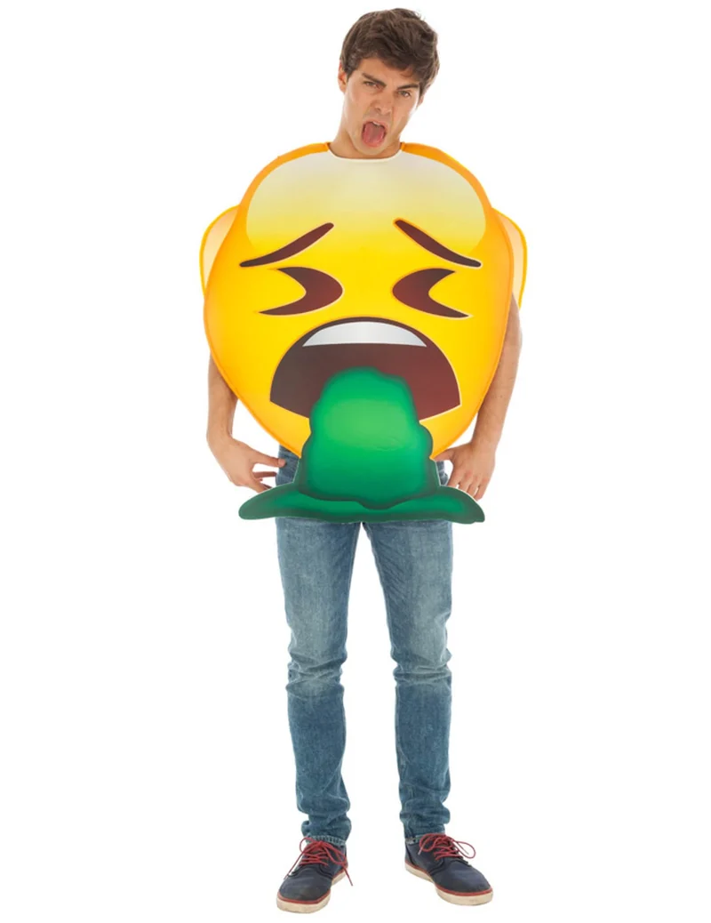 Spuckendes Emoji™-humorvolles Kostüm für Erwachsene gelb-grün
