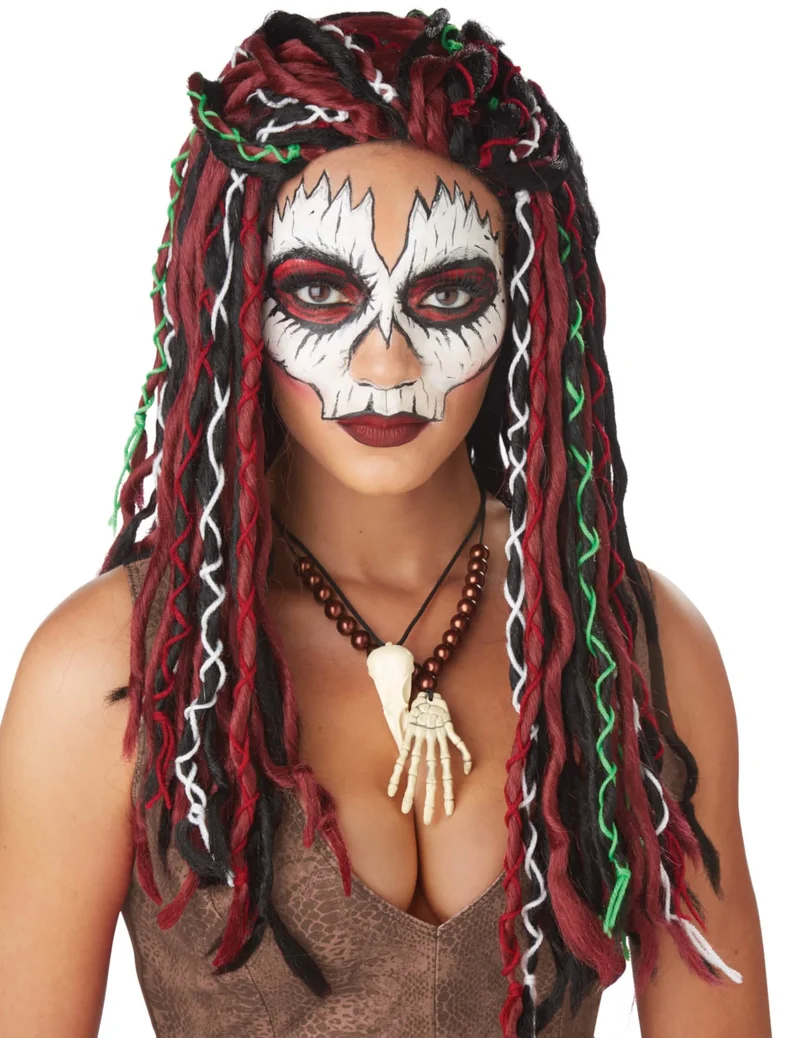 Dreadlocks Voodoo-Perücke Halloween-Accessoire für Damen bunt